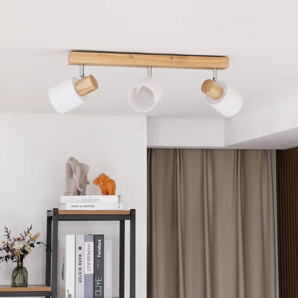 Lindby Gang|Loftlamper > Wanessa loftspot, 47 cm, 3 lyskilder, hvid, træ, E14
