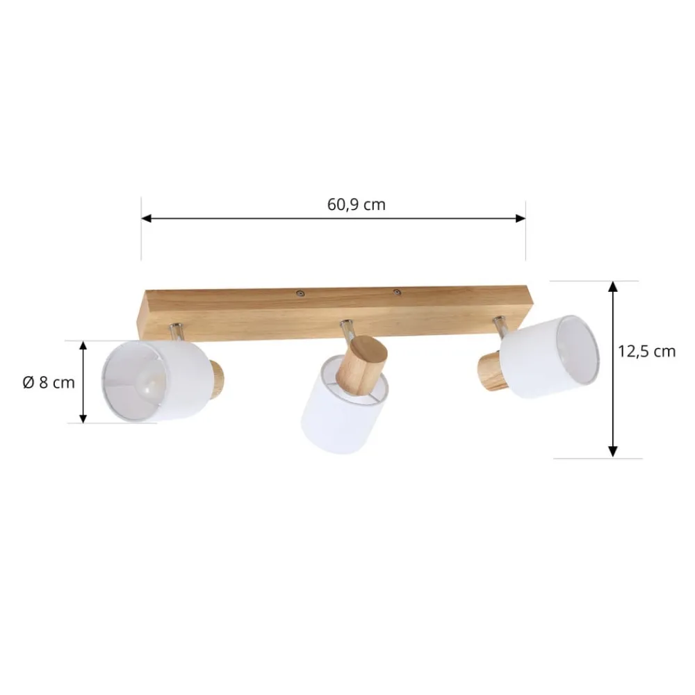 Lindby Gang|Loftlamper > Wanessa loftspot, 47 cm, 3 lyskilder, hvid, træ, E14