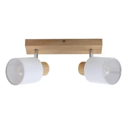 Gang|Loftlamper ^ Lindby Wanessa loftspot, 39 cm, 2 lyskilder, træ, hvid, E14