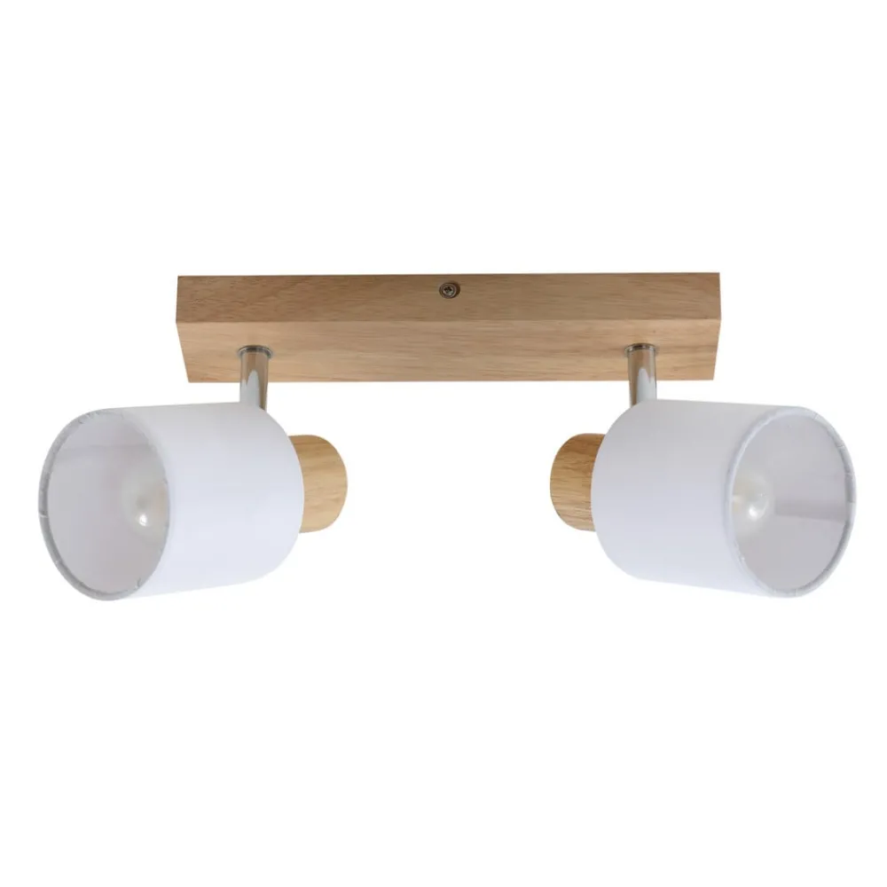 Gang|Loftlamper ^ Lindby Wanessa loftspot, 39 cm, 2 lyskilder, træ, hvid, E14