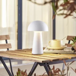 Lindby Dekorationsbelysning|Bordlamper > Zyre LED genopladelig bordlampe, hvid, IP44, touchdæmper