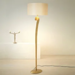 Gulvlamper|Gulvlamper ^ Holländer Lino gulvlampe, guldfarvet/ecru, højde 160 cm, jern