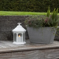 Terrassebelysning ^ STAR TRADING Linta LED-bordlampe i lygteform, hvid