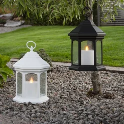 Terrassebelysning ^ STAR TRADING Linta LED-bordlampe i lygteform, hvid