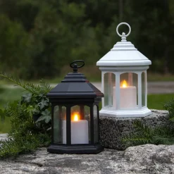Terrassebelysning ^ STAR TRADING Linta LED-bordlampe i lygteform, hvid