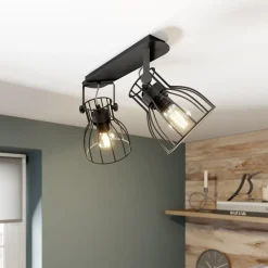 TK Lighting Loftlamper > Loftlampe Alano, sort, 2 lyskilder
