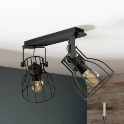 TK Lighting Loftlamper > Loftlampe Alano, sort, 2 lyskilder
