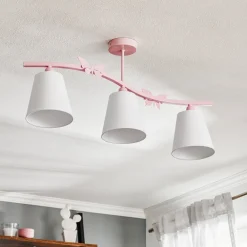 Loftlamper ^ Eko-Light Loftlampe Alice, pink, tre hvide stofskærme