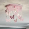 Eko-Light Loftlamper > Loftlampe Angelica i pink med sommerfugle