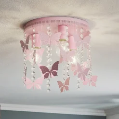 Eko-Light Loftlamper > Loftlampe Angelica i pink med sommerfugle