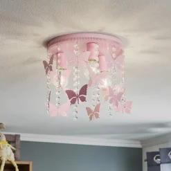 Eko-Light Loftlamper > Loftlampe Angelica i pink med sommerfugle