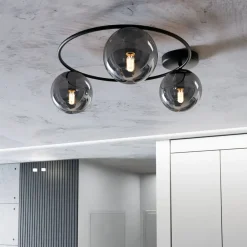 Loftlamper ^ Euluna Loftlampe Ascella, 3 lyskilder, sort/grafit