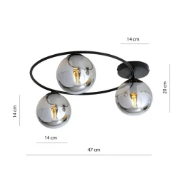 Loftlamper ^ Euluna Loftlampe Ascella, 3 lyskilder, sort/grafit