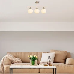 Opviq Gang|Loftlamper > Loftlampe Atmaca, 3 lyskilder, antik guld, glas, 60 cm