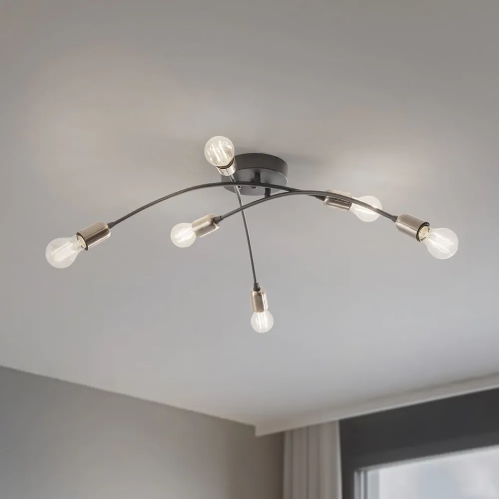 Opviq Loftlamper|Loftlamper > Loftlampe Banana, sort, metal, 67 cm, 6 lyskilder, E27