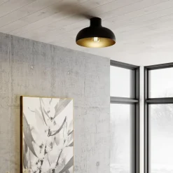 Loftlamper ^ Luminex Loftlampe Basca, udvendig sort, indvendig guld