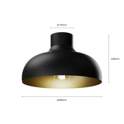 Loftlamper ^ Luminex Loftlampe Basca, udvendig sort, indvendig guld