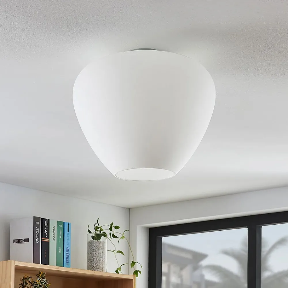 Loftlamper|Loftlamper ^ Lindby Loftlampe Bibiane i glas, opalhvid
