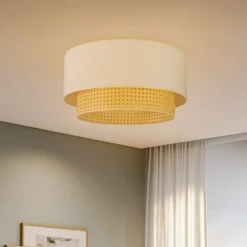 Duolla Loftlamper > Loftlampe Boho, Ø 45 cm, creme-hvid/rattan