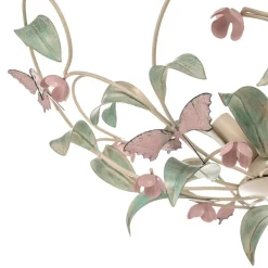 Luminex Loftlamper|Loftlamper > Loftlampe BUTTERFLY, creme/grøn/rosa, stål, 5 lyskilder