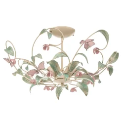 Luminex Loftlamper|Loftlamper > Loftlampe BUTTERFLY, creme/grøn/rosa, stål, 5 lyskilder