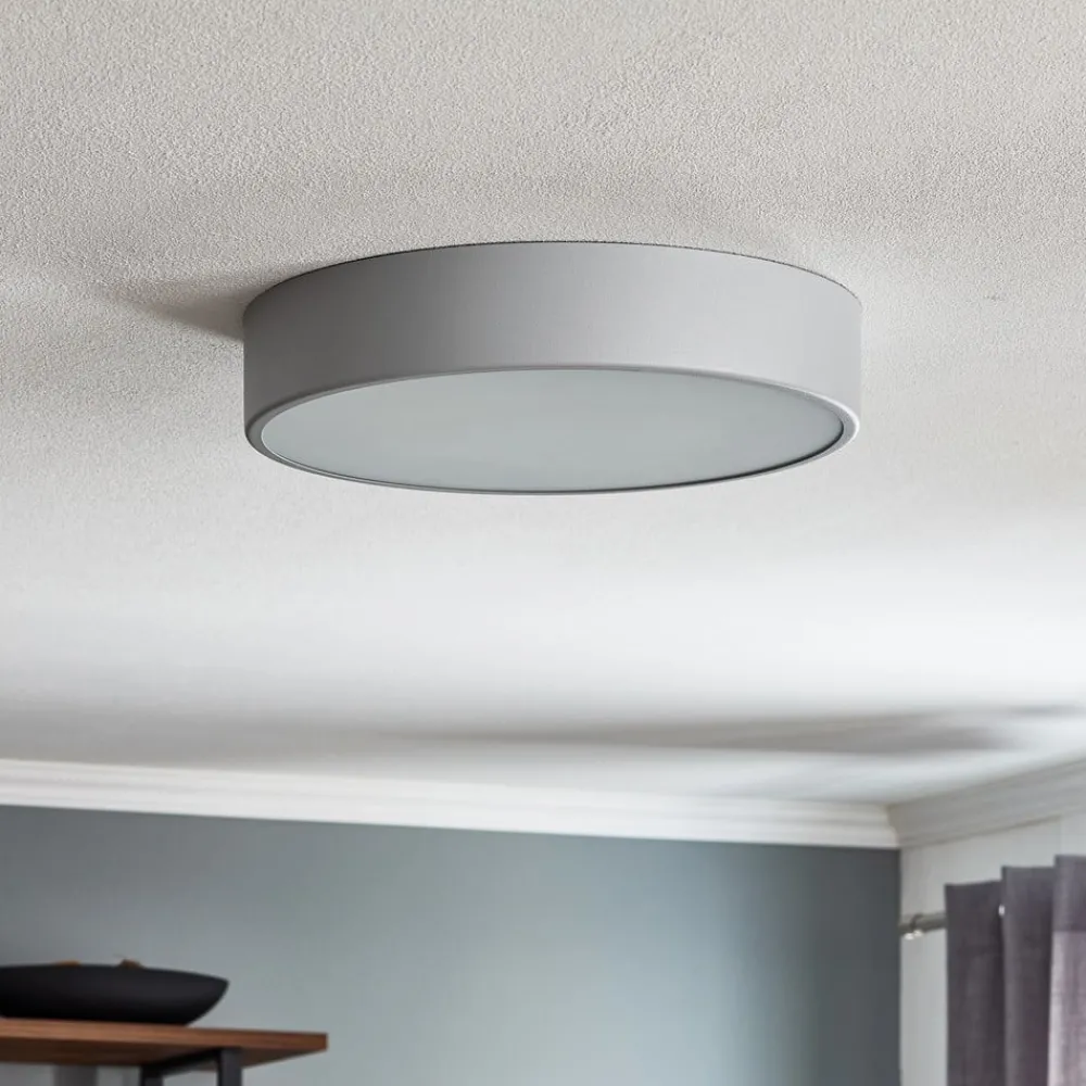 Loftlamper ^ TEMAR LIGHTING Loftlampe Cleo 400, grå, sensor, IP20, Ø 40 cm, metal