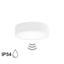 Gang|Loftlamper ^ TEMAR LIGHTING Loftlampe Cleo 300, hvid, sensor, IP54, Ø 30 cm, metal