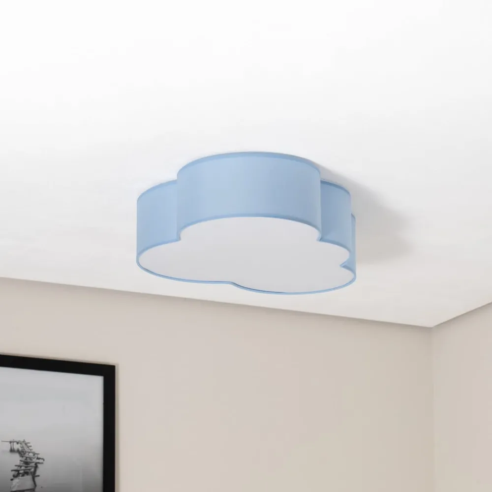 TK Lighting Loftlamper|Loftlamper > Loftlampe Cloud, blå, 63 cm lang, tekstil, sky, E27