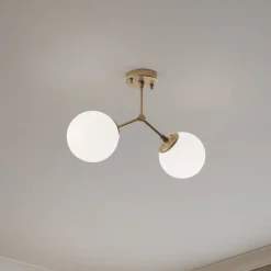 Opviq Gang|Loftlamper > Loftlampe Damar, guld, glas, 2 lyskilder, længde 44 cm, E27