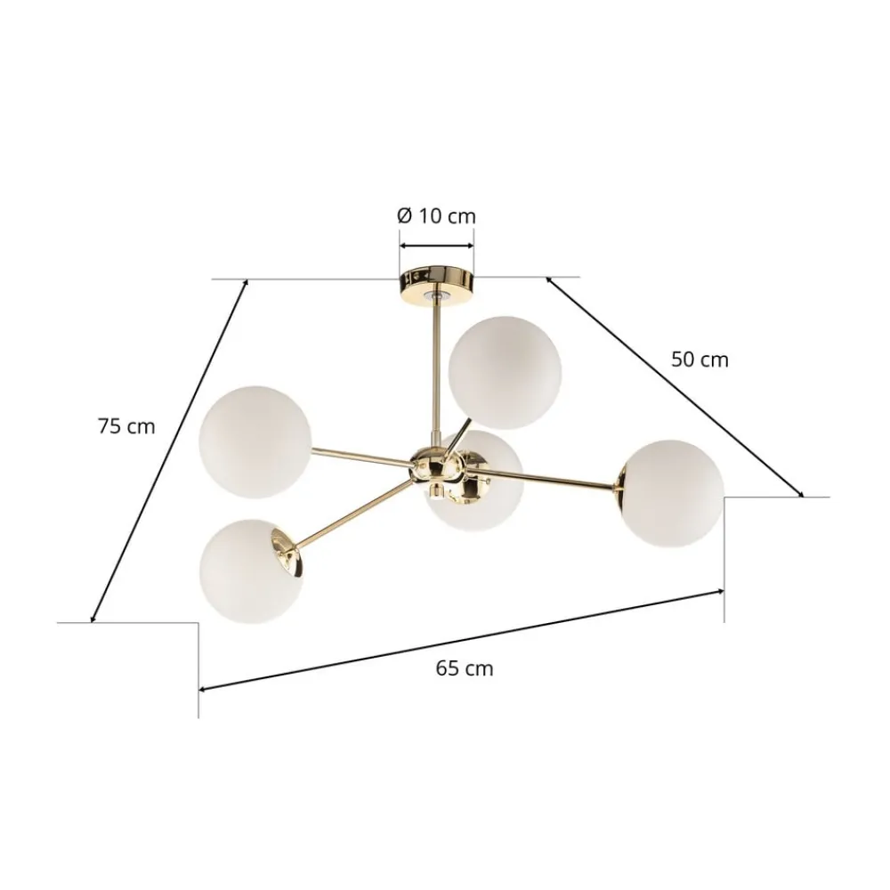 Euluna Loftlamper|Loftlamper > Loftlampe Dori, 5 lyskilder, guld