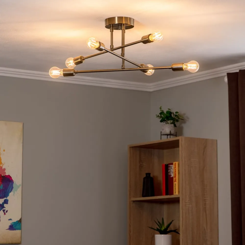 Opviq Loftlamper|Loftlamper > Loftlampe Flower 176, 6 lyskilder, guld antik
