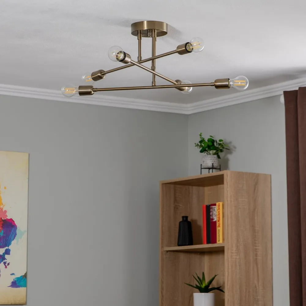 Opviq Loftlamper|Loftlamper > Loftlampe Flower 176, 6 lyskilder, guld antik