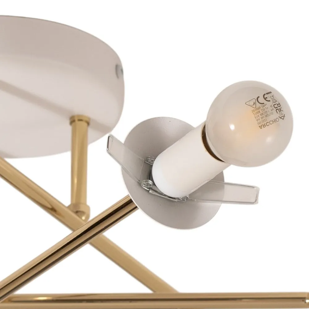 Loftlamper ^ Euluna Loftlampe Glassy, 6 lyskilder, hvid/guld/opal