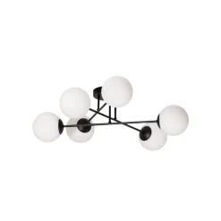 Loftlamper|Loftlamper ^ Euluna Loftlampe Glassy, 6 lyskilder, sort/opal