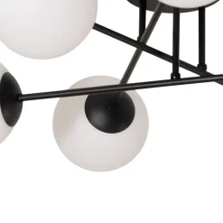 Loftlamper|Loftlamper ^ Euluna Loftlampe Glassy, 6 lyskilder, sort/opal