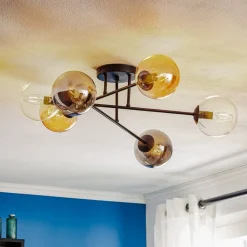 EMIBIG LIGHTING Gang|Loftlamper > Loftlampe Glassy, sort, grafit/amber/klar, 6 lyskilder.