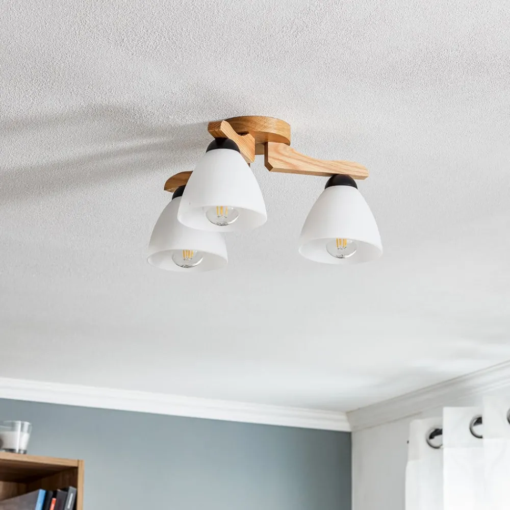 Lamkur Loftlamper > Loftlampe Haro, eg/hvid 3 lyskilder