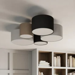 Trio Lighting Loftlamper > Loftlampe Hotel med fem tekstilskærme