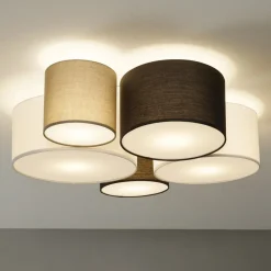 Trio Lighting Loftlamper > Loftlampe Hotel med fem tekstilskærme
