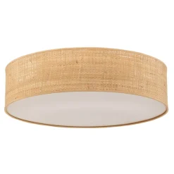 Loftlamper|Loftlamper ^ Eko-Light Loftlampe Leano beige rund af rattan