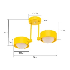 Gang|Loftlamper ^ Argon Loftlampe Mado i stål, gul, 2 lyskilder
