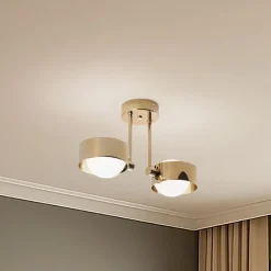 Argon Loftlamper > Loftlampe Mado, stål messingfarvet, glas opal, 2 lyskilder.