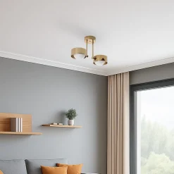 Argon Loftlamper > Loftlampe Mado, stål messingfarvet, glas opal, 2 lyskilder.