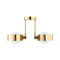 Argon Loftlamper > Loftlampe Mado, stål messingfarvet, glas opal, 2 lyskilder.