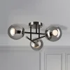 Lamkur Loftlamper|Loftlamper > Loftlampe Malena, Ø 19 cm, røggrå, glas/metal 3 lyskilder.