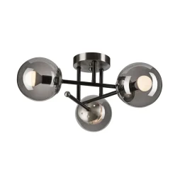 Lamkur Loftlamper|Loftlamper > Loftlampe Malena, Ø 19 cm, røggrå, glas/metal 3 lyskilder.