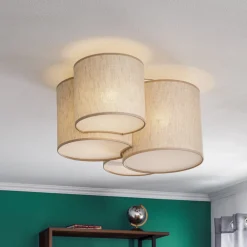 TK Lighting Loftlamper > Loftlampe Mona Nature, 4 lyskilder, naturfarvet hør