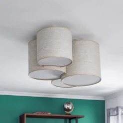 TK Lighting Loftlamper > Loftlampe Mona Nature, 4 lyskilder, naturfarvet hør