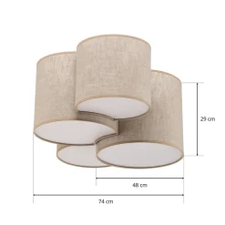 TK Lighting Loftlamper > Loftlampe Mona Nature, 4 lyskilder, naturfarvet hør