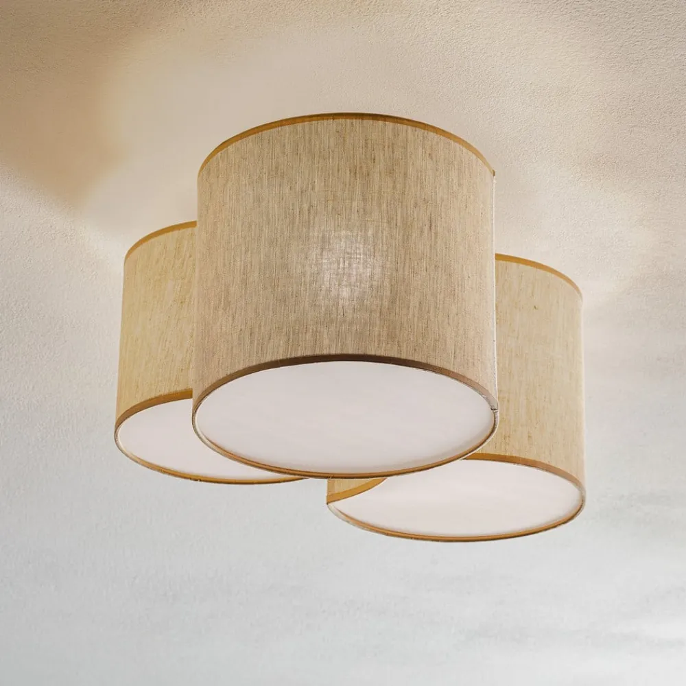 TK Lighting Loftlamper > Loftlampe Mona Nature, 3 lyskilder, naturfarvet linned